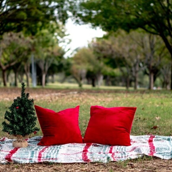 NEW Green Red Plaid Blanket Soft Christmas Indoor Decorations 50" W x 67" L - Picture 2 of 10
